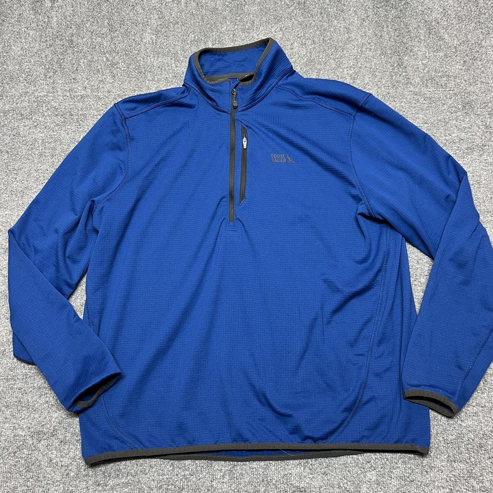 Eddie Bauer Pullover Mens XL Blue 1/4 Zip Long Sleeve Hiking Shirt Top